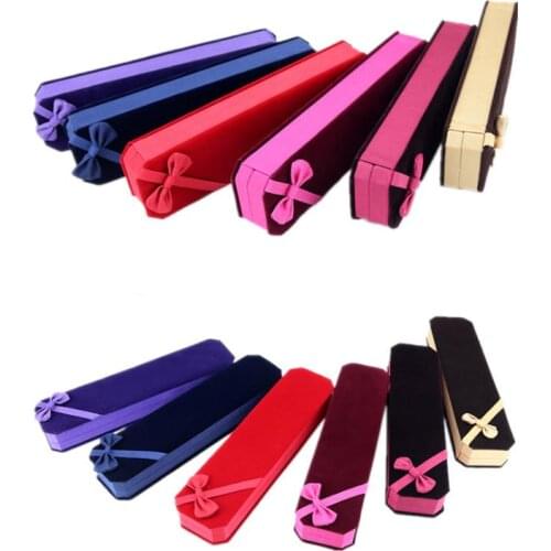 100pcs High-grade Velvet Jewelry Box Pendant Necklace Bracelet boxes flannel long chain Box Jewelry Packing Storage SN3752