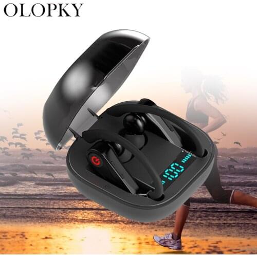 Ear Hook Wireless Bluetooth Earphone Handsfree Earbuds Charging Box Power Display Headsets Noise Reduction HD Voice For Sumsung