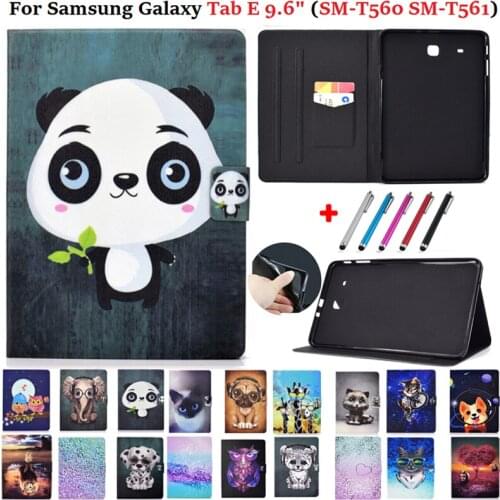 T560 Cover For Samsung Galaxy Tab E 9.6 Case SM-T560 SM-T561 Animal Print Stand Soft Shell For Samsung Tab E 9.6 2015 T561 Case