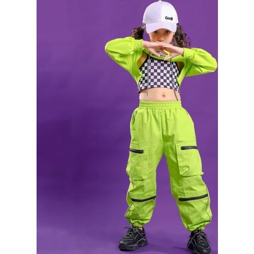 Kids Hip Hop dancing Clothing Hoodie Sweatshirt Crop Top T Shirt Tank top Tactical Cargo Pants Girl Dance wear Costume Clothes