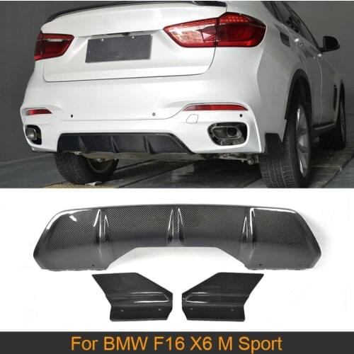 Carbon Fiber Car Rear Bumper Diffuser Lip With Splitters apron for BMW F16 X6 M Sport SUV 2015 2016 2017 Car-Styling