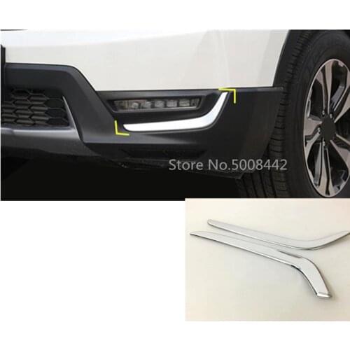 For Honda CRV CR-V 2017 2018 2019 2020 car body head front fog eyebrow trim light lamp frame stick ABS Chrome 2pcs