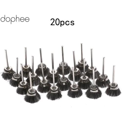 Dophee 20PCS Dremel Metal rotary brush Dremel Rotary Tools 3mm Shank 25MM Steel Wire Cup Brushes Foredom Rotary Die Grinder