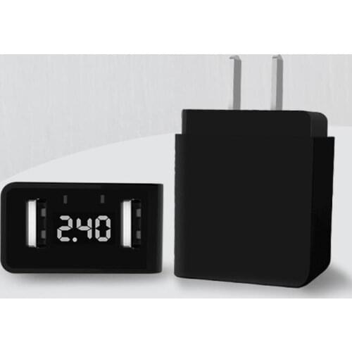 Dual USB 2.4A Mobile phone Travel charger Tablet PC charger Charging head with digital display LED screen