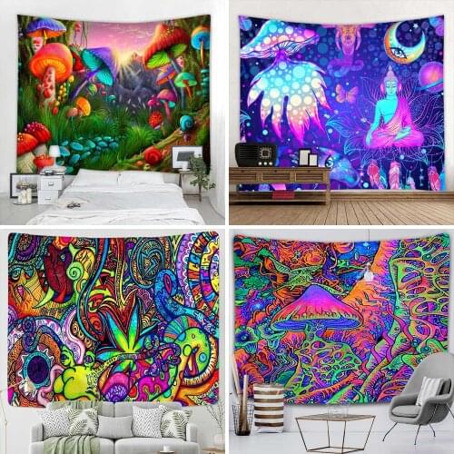 India Mandala Tapestry Wall Hanging Boho Decor Wall Cloth Tapestries Psychedelic Hippie Night Moon Tapestry Mandala Wall Carpet