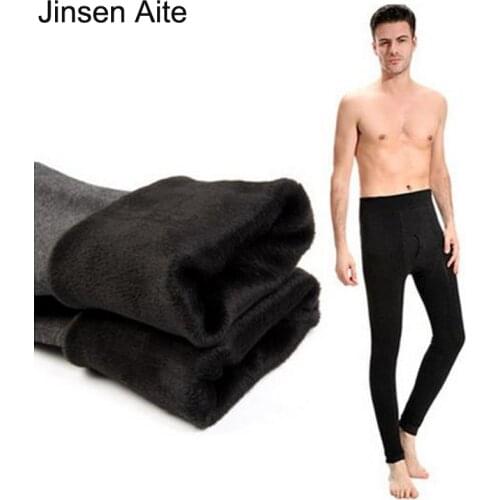 Jinsen Aite 7XL 6XL 5XL Plus Size Fleece Thicken Mens Underwears Cotton Solid Large Size Thermal Underwear Bottoms Pants JS662
