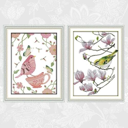 The Birds Sing on the Branches Cross Stitch Package Factory Sets Aida Fabric 14ct 11ct Embroidery kit DIY Handmade Needlework