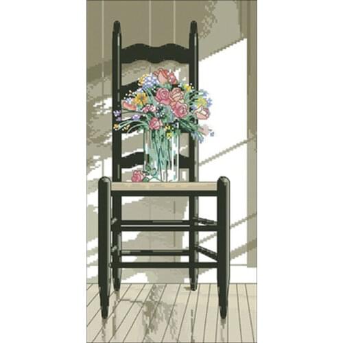 Flower on chair patterns Counted Cross Stitch 11CT 14CT 18CT DIY Chinese Cross Stitch Kits Embroidery Needlework Sets