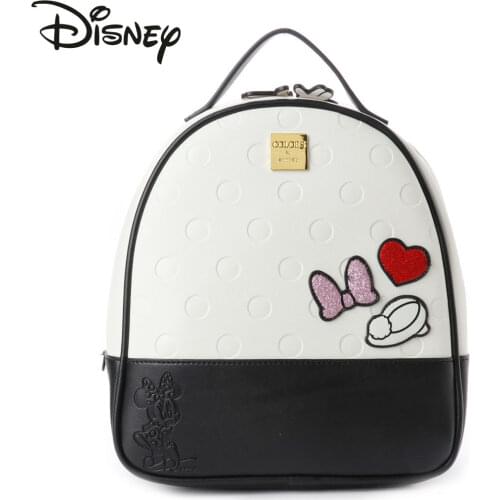 Disney 2021 New Mickey Mouse Ladies Backpack Girls PU Cute School Bag Ladies Casual Fashion Cartoon Waterproof Luxury Backpack