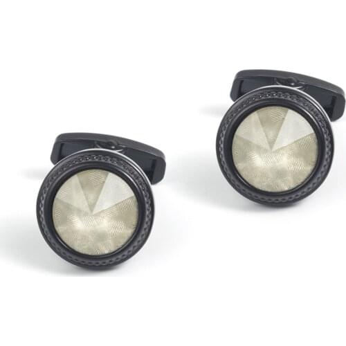 New Luxury Black Onyx Cufflinks for Mens Business High Quality Gold Color Round Onyx Stone Cuff links gemelos men jewelry