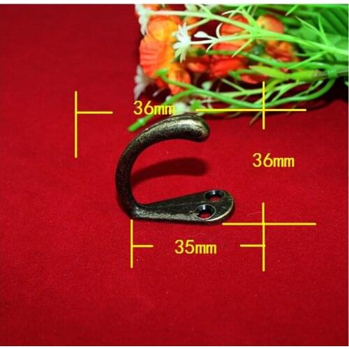 Wholesale Bronze Tone Wall Hooks,Clothes Hat Bathroom Apartments Hook With 2 Holes,Zinc Alloy,35*36*16mm,50Pcs