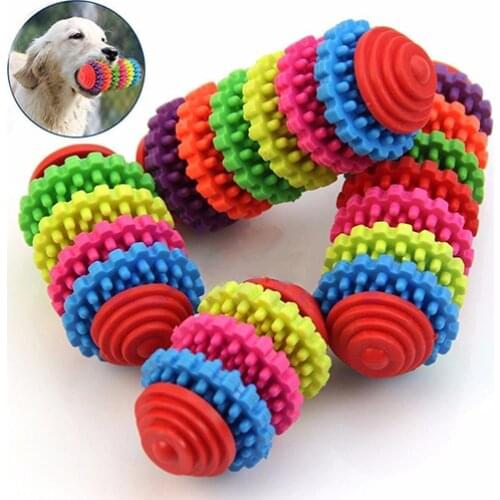 Pets Dogs Puppy Colorful Rubber Dental Teething Healthy Teeth Gums Chew Toy