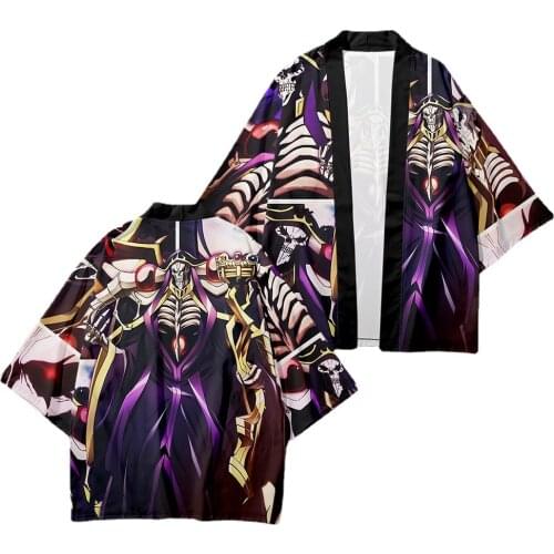 Ainz Ooal Gown Overlord Albedo Kimono Cardigan Japanese Traditional Clothing Anime Cosplay Summer Yukata Haori Short Sleeve