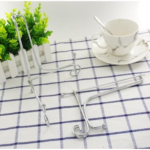 Iron Plate Stand, Silver Iron Easel Plate Display Photo Holder Stand, Displays Picture Frames, Cookbooks, Decorative Plates