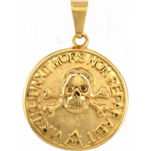 FANSSTEEL Stainless Steel Jewelry cross Bone power forward death never separate Skull Masonic Pendant FSP16W80G