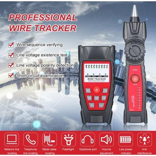 KKmoon Wire Tracker RJ11 RJ45 Cable Tester Telephone&Network Line Finder with Headphone Jack LED Light for Network Maintenance