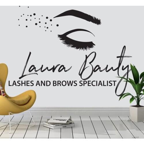 Eyelashes Custom Wall Decor Lashes Salon Beauty Women Vinyl Stickers Lashes Gift Lash Art Vinyl Decal Makeup Extension E344