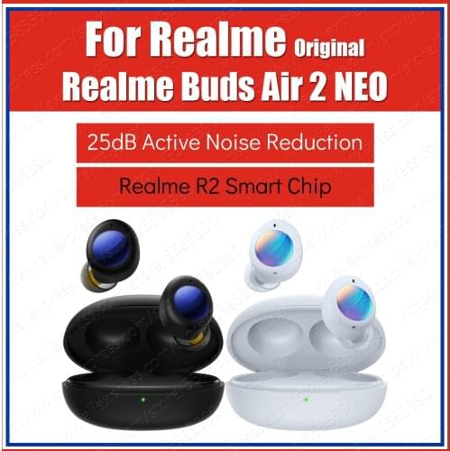 RMA2008 Global Version 25dB ANC Original Realme Buds Air 2 Neo Wireless Bluetooth Earphones AAC SBC Earbuds TWS Sport Headset