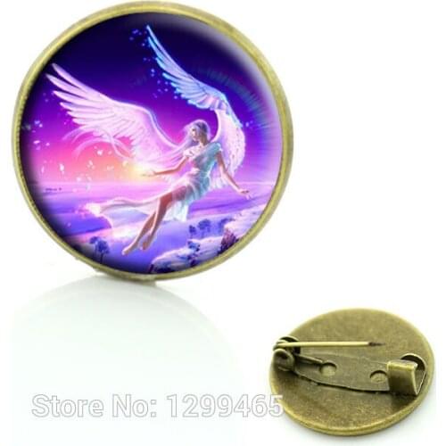 Christmas gift Angel flying brooches pins Glass cabochon dome jewelry For Friends And Relatives Of The Best New Year Gift C74