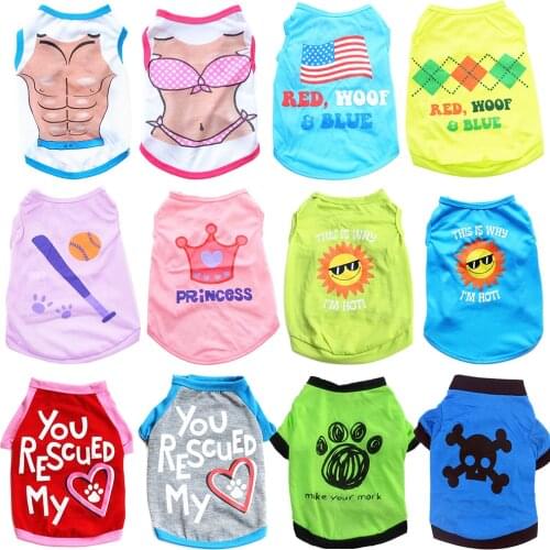 Letter Printing Summer Pet Dog Clothes for Dogs Soft Cotton Clothes Dog Vest Breathable T shirt for Cat Small Dogs XS-L