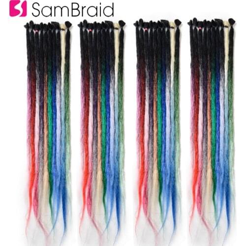 Sambraid Pink Ombre Handmade Dreadlocks Crochet Hai Extensions Low Temperature Fiber Crochet Braids Synthetic Hair 40g/pack