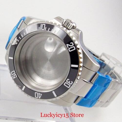 316L Stainless Steel 40mm Watch Case Sapphire Glass Ceramic Bezel with Watch Bracelet Fit ETA 2836 MIYOTA Movement