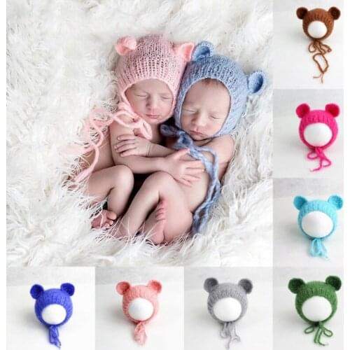 0-1M Newborn Baby Hats Super Cute Knitted Babes Girls Boys Caps Infant Photograpy Accessories