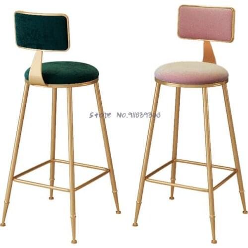Nordic Bar Chair Bar Chair Back Modern Simple Iron Home Bench Net Red Clothing Store Photo