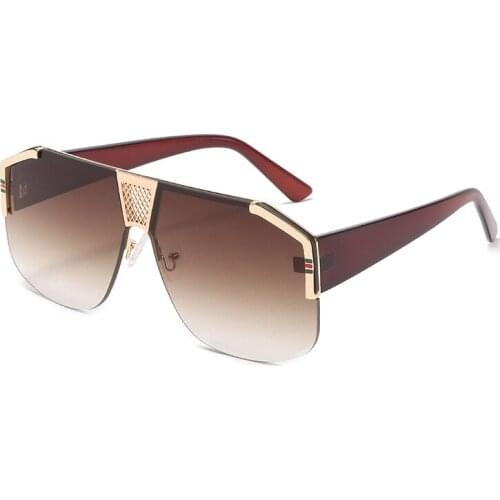 Classic Vintage Fashion Rimless Square Sunglasses Men Women Luxury Brand Designer Travel Driving Oversized Sun Glasses Shades