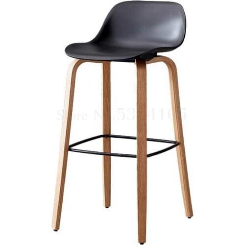 Modern Simple Light Luxury Bar Chair Solid Wood High Foot Bar Stool Northern Europe Bar Chair Creative Bar Chair Back Bar Chair