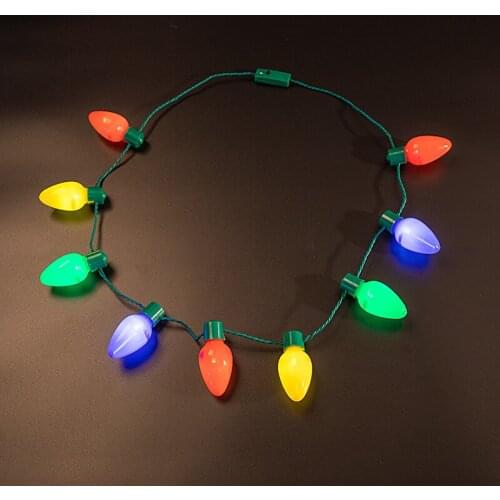 LED Light Up Christmas Bulb Necklace Glowing Party Favors for Adults or Kids Holiday Party Decoration 2021gift