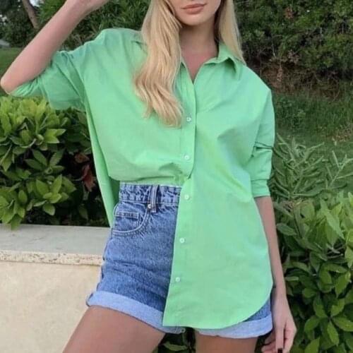 Loose Shirt Single-breasted Soft Lightweight Turn Down Collar Long Sleeve for Daily Office Wear