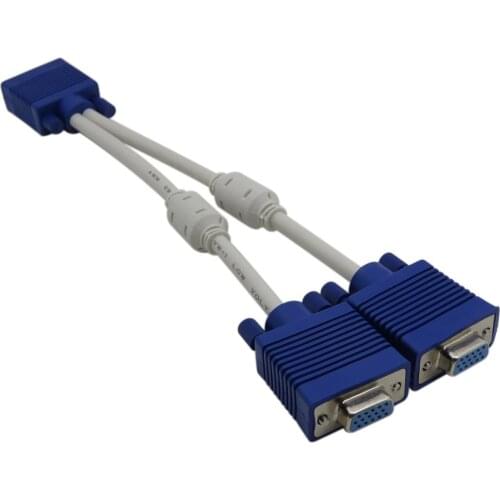 High quality 1 computer to dual 2 monitor vga splitter cable video Y splitter 15 pin two ports vga male to female 30CM