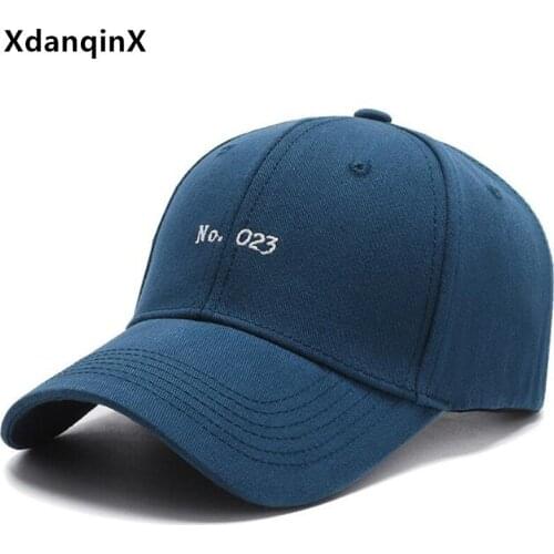 XdanqinX Snapback Cap Womens Cap Letter Embroidery Cotton Baseball Cap Adjustable Size Casual Mens Black Sports Cap Couple Hat