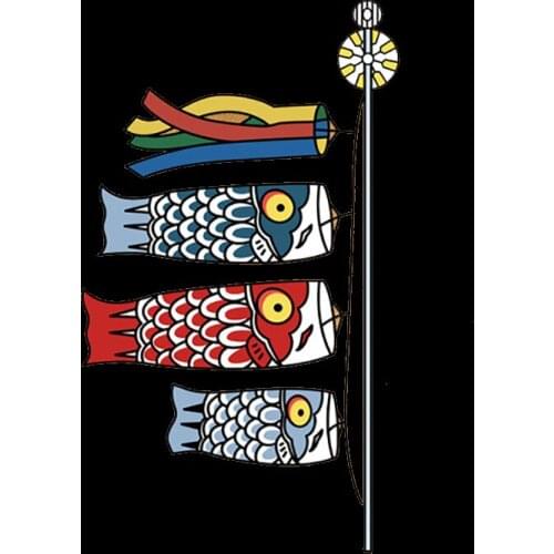 Japanese Lucky sign Carp Flag Cloth Stickers Patch Iron On Transfers For Clothing Heat Transfers wholesale Thermo Stickers