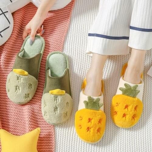 Winter Home Cotton Slippers Women Men Warm Fur Shoes Comfortable Non-slip Soft Sole Indoor Bedroom House Couples Furry Slides