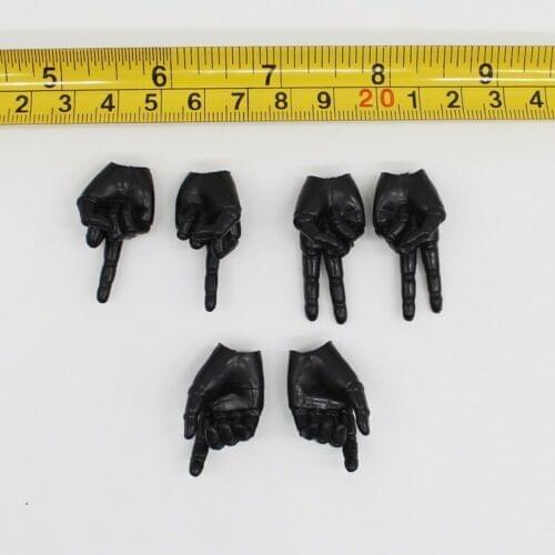 1/6 Male Black Hand Model 3 Pairs Hand Type Accessories Fit 12'' Action Figure Body