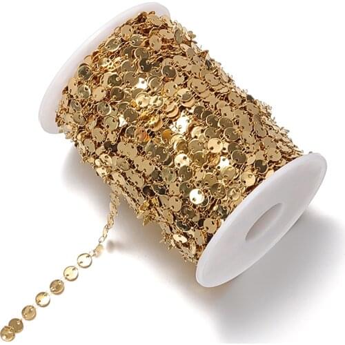 1Meter 6mm Stainless Steel Gold Round Disc Chains Necklace Bracelet Anklet Bulk Chain For Diy Jewelry Making Material Wholesale