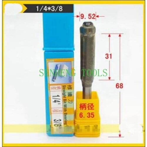 1piece 1/4x3/8 0201 straight bit with bearing cnc router bits woodworking tools engraving machine
