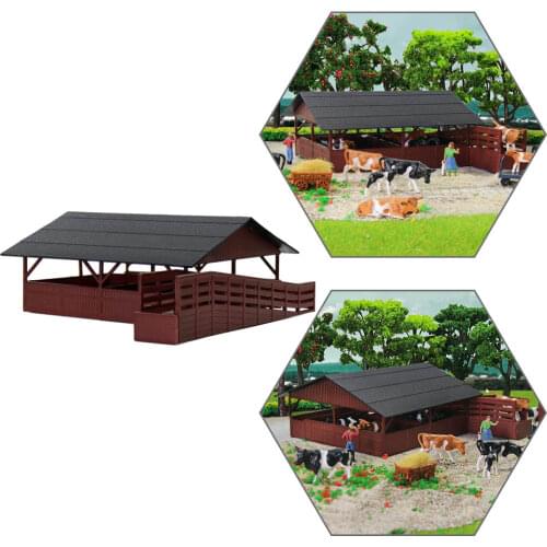 1pc 1:87 Livestock Cattle Shed Horses Stable Wine Red HO Scale Buidling Kit for Farm Animals JZ8701WR