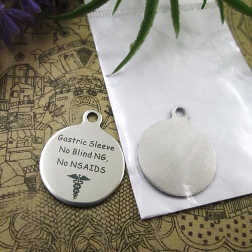 10pcs--"Gastric Sleeve no blind ng, no nsaids"stainless steel charms 5 styles for choosing DIY Charms for necklace bracelets