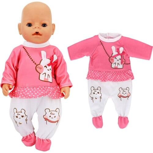 17 inch reborn baby doll clothes rose Pink rabbit jumpsuit children girl new year gift