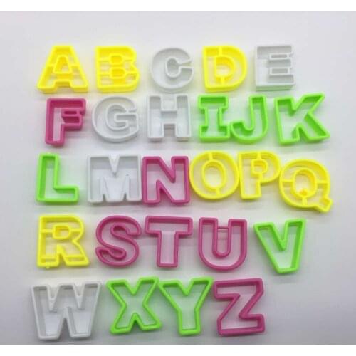 26PCS Alphabet Letter Biscuit Cookie Cutter Fondant Tool Ice Topper Press DIY Cake Embossed Mold Decorating Pastry Mold
