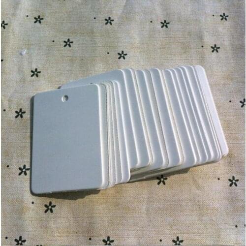 3.5 * 5 cm white square kraft paper tags jewelry price tags blank paper clothing tags with Hemp rope 1000 pcs/lot f