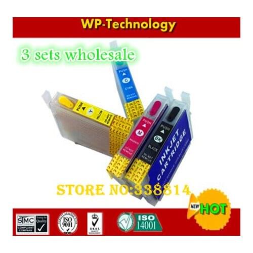3 sets Empty Refill cartridge suit for T1621 to T1624,suit for Epson WF-2010W 2510WF 2520NF 2530WF 2540WF,With ARC Chips