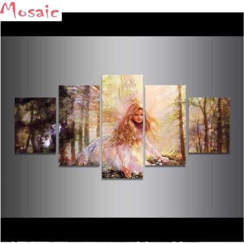 5d diy Diamond Painting 5pcs cartoon fairy Cross Stitch Diamond Mosaic full Diamond Embroidery angels Patterns girls gift