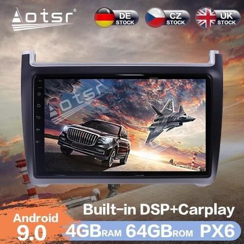 Aotsr Android 9.0 4+64G Car Radio Player GPS Navigation DSP For Volkswagen polo 2008 - 2015 Car Auto Stereo Video HD Multimedia