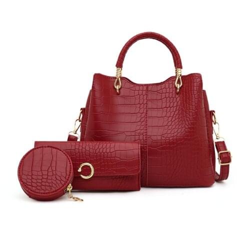 Large-Capacity Crocodile Pattern Lady Handbag 2021 Fashion Composite Bag Womens Shoulder Messenger Bag 3pcs Womens Set Bags