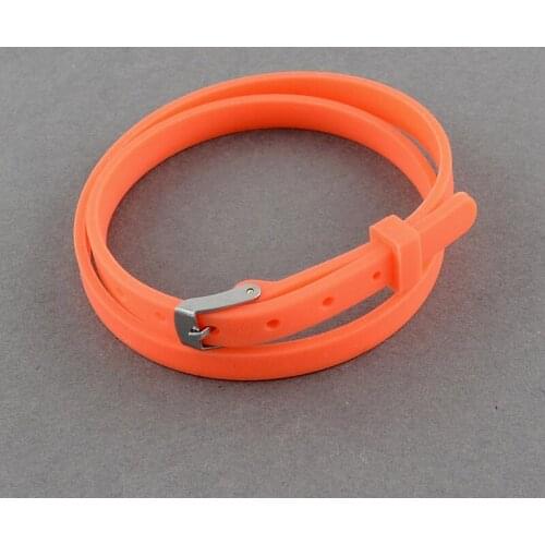50pcs Adjustable Rubber Silicon Bracelets with Stainless Steel Clasps Cord Jewelry Bracelets for Men Women 370x6x1.5mm