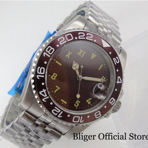BLIGER Sterile Mechanical Men Watch Business California Roman Numbers 21 Jewels MIYOTA 8215 Jubilee Bracelet